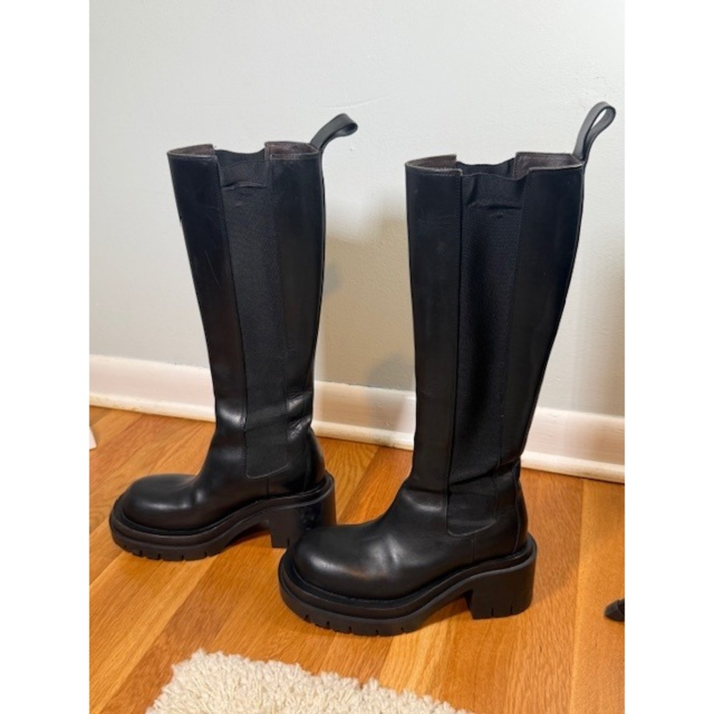 Bottega Veneta Lug Knee High Boot‎ EU 36 US 6 Black Leather Platform Edgy Street - Picture 13 of 13